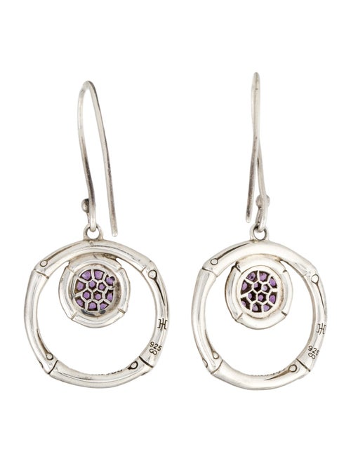 John Hardy Amethyst Bamboo Drop Earrings