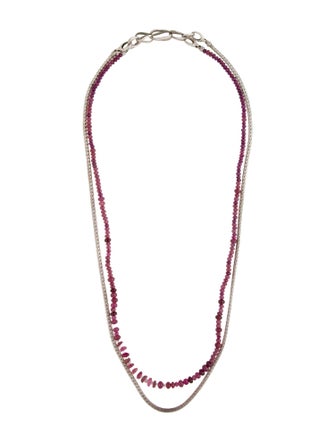 John Hardy Garnet & Tourmaline Asli Classic Chain Link Double Row Necklace