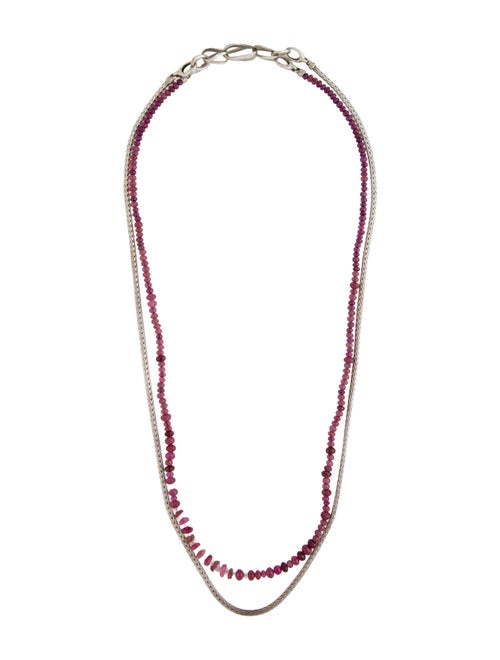 John Hardy Garnet & Tourmaline Asli Classic Chain Link Double Row Necklace