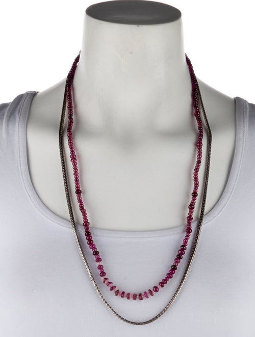 John Hardy Garnet & Tourmaline Asli Classic Chain Link Double Row Necklace