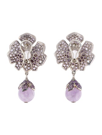 John Hardy Amethyst & Rose Quartz Floral Drop Earclips