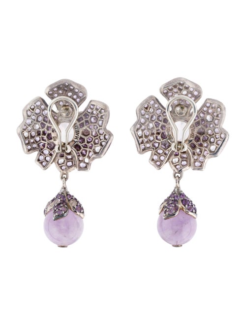 John Hardy Amethyst & Rose Quartz Floral Drop Earclips