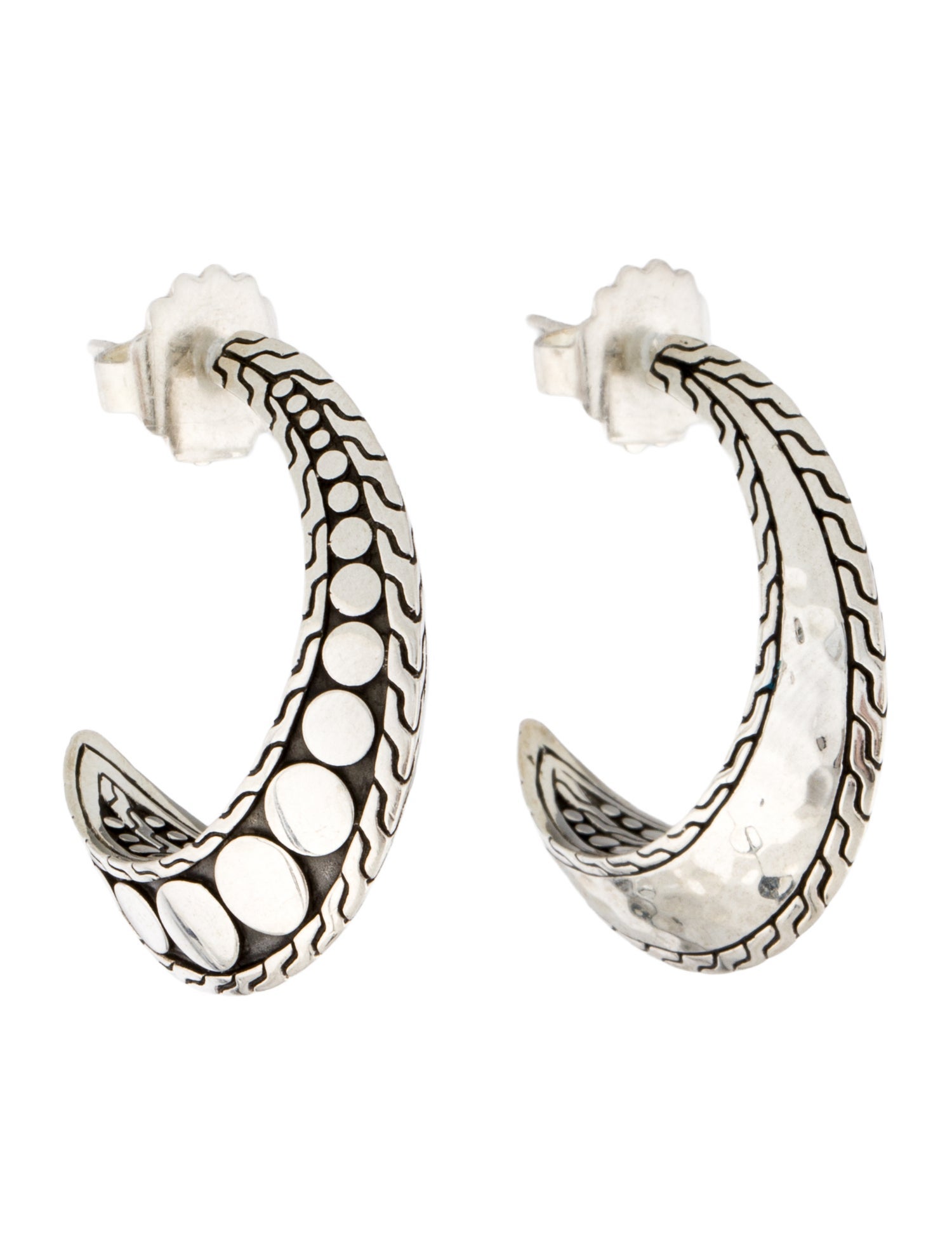 John Hardy Dot Hammered Hoop Earring