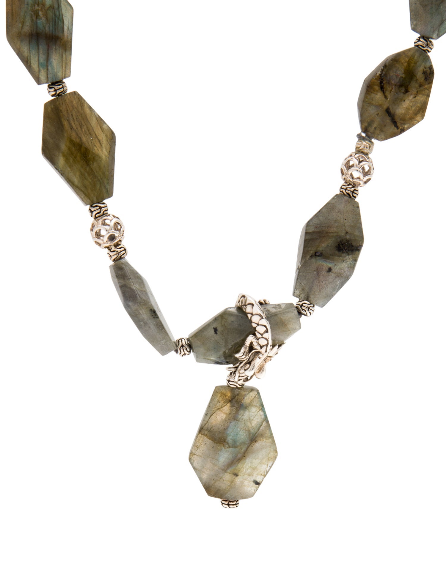 John Hardy Labradorite Bead Strand Pendant Necklace
