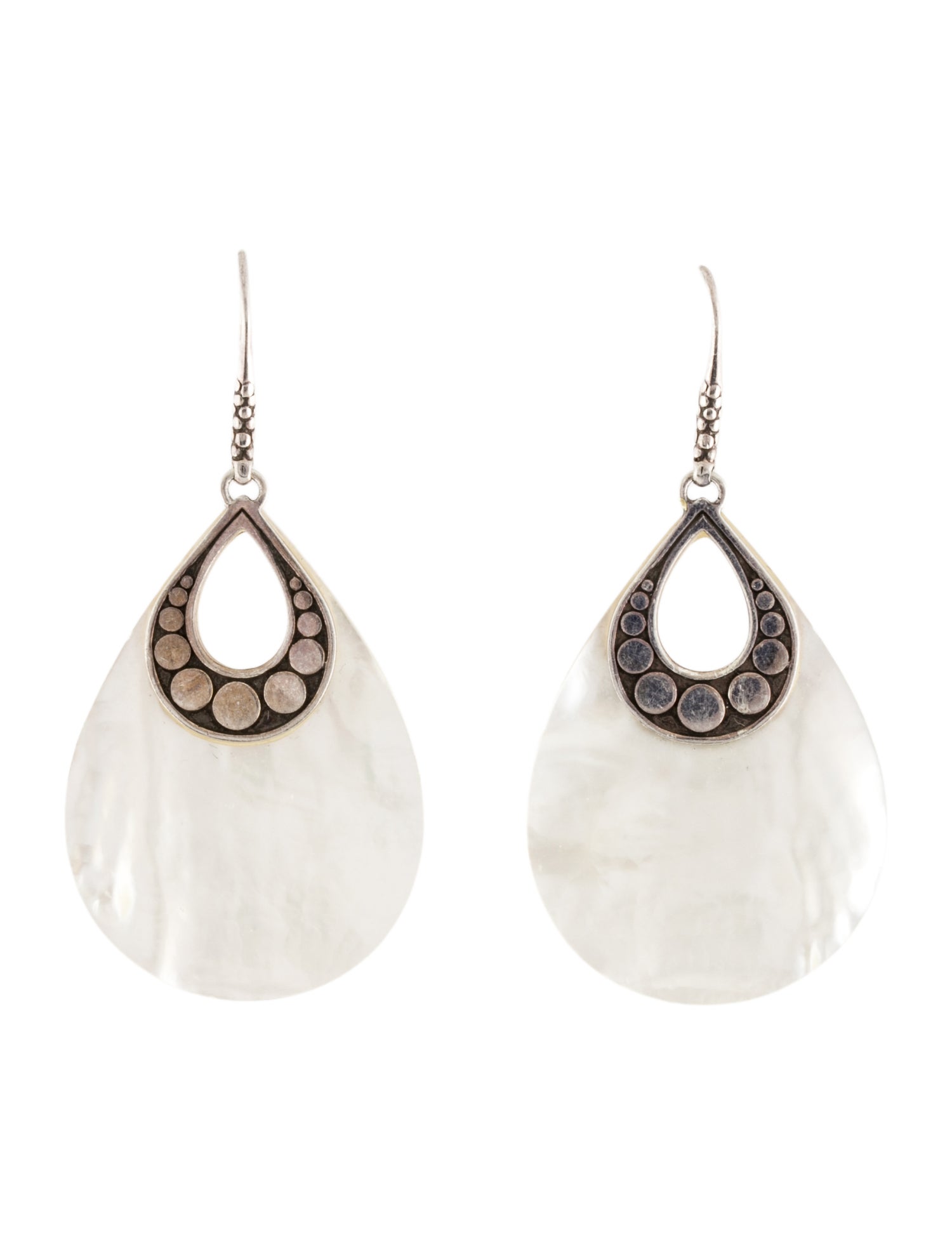 John Hardy Mother of Pearl Dot Teardrop Earrings