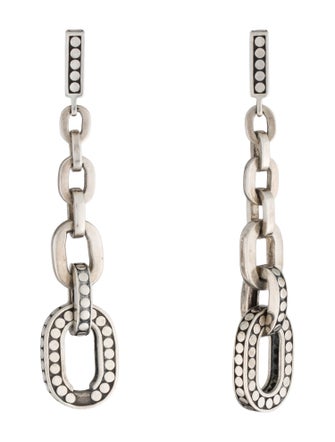 John Hardy Dot Oval Link Dangle Drop Earrings