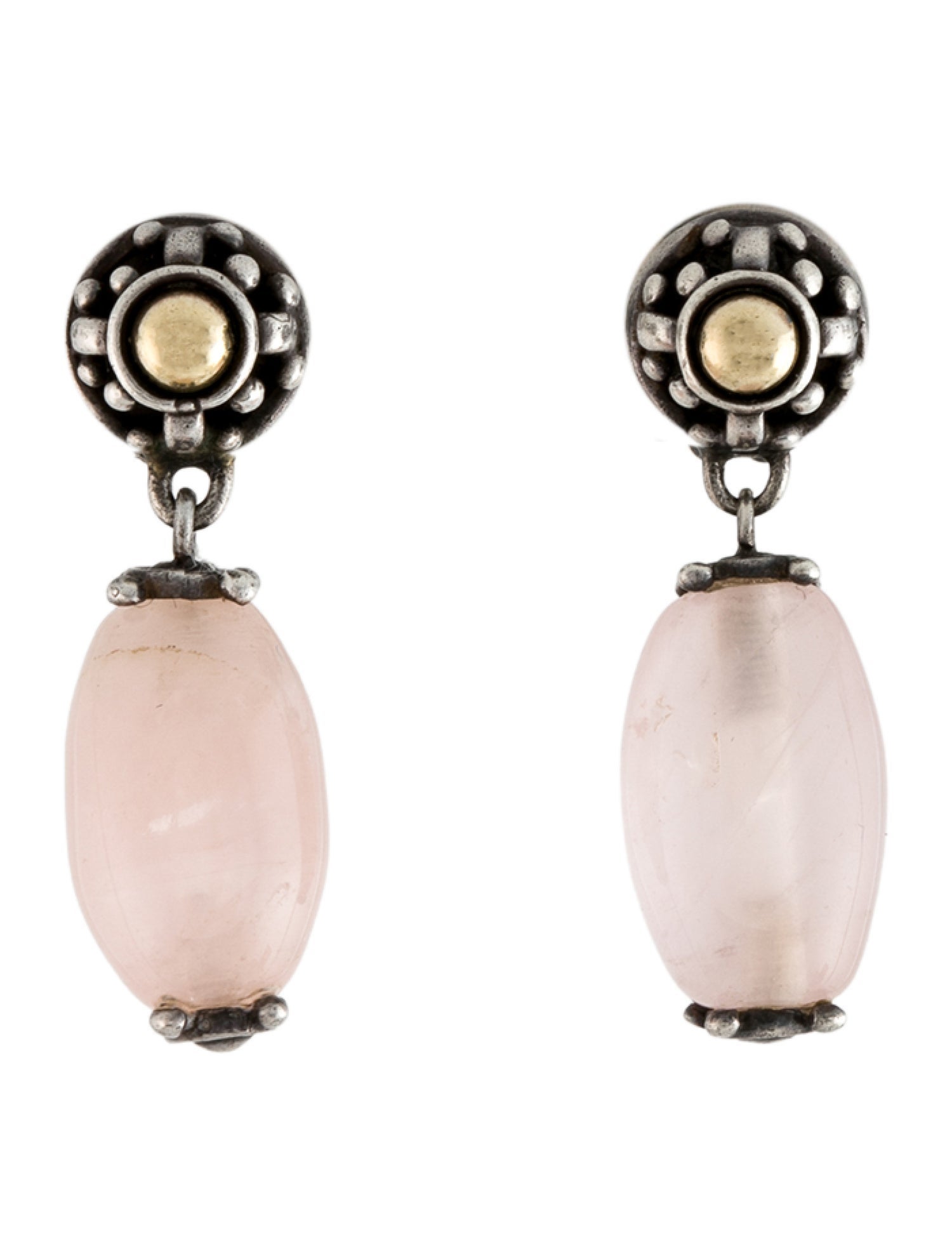 John Hardy Rose Quartz Batu Sari Drop Earrings
