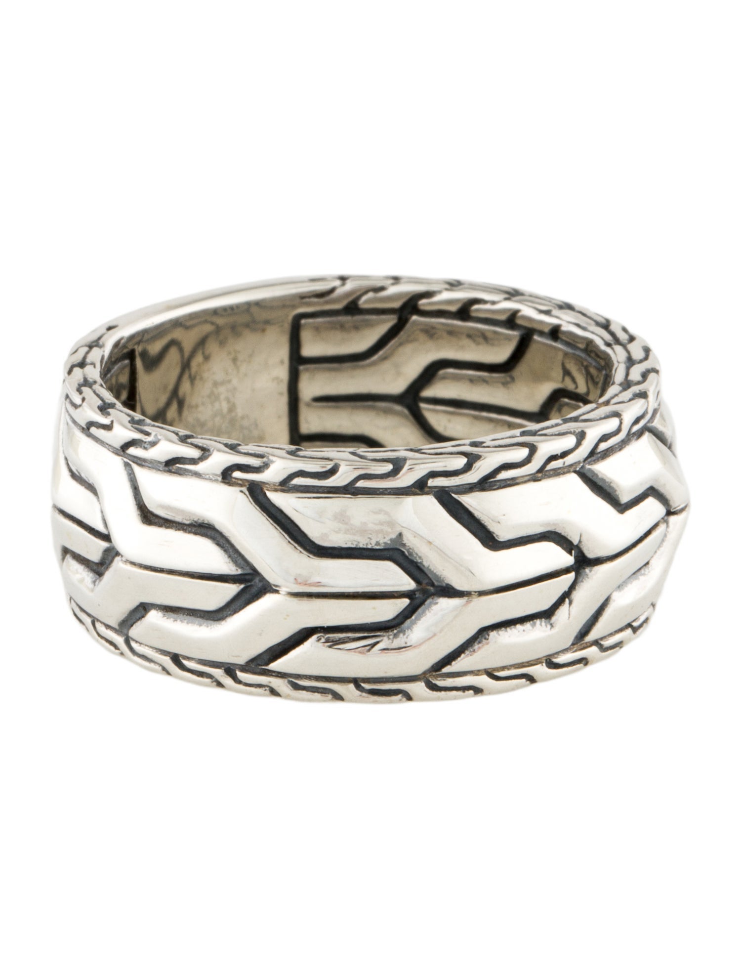 John Hardy Carved Chain Band Ring