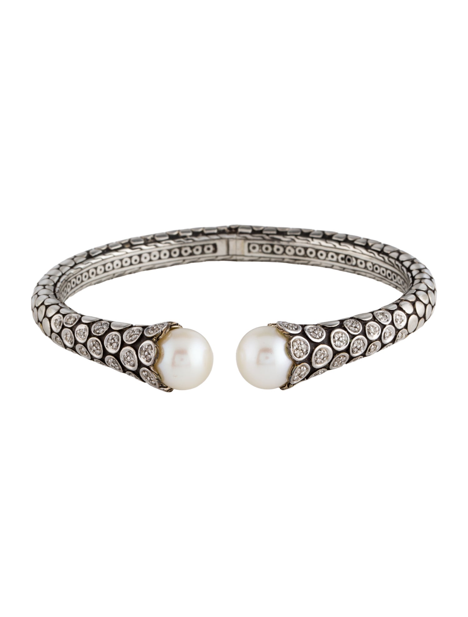 John Hardy Pearl & Diamond Dot Kick Cuff Bracelet