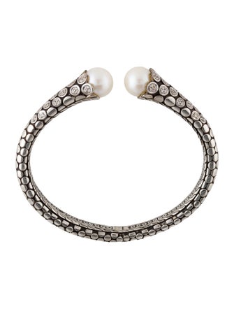 John Hardy Pearl & Diamond Dot Kick Cuff Bracelet