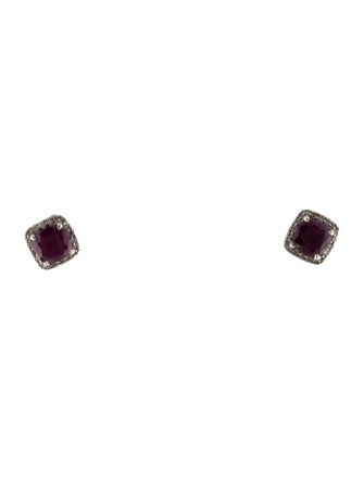 John Hardy Ruby & Diamond Batu Classic Chain Stud Earrings