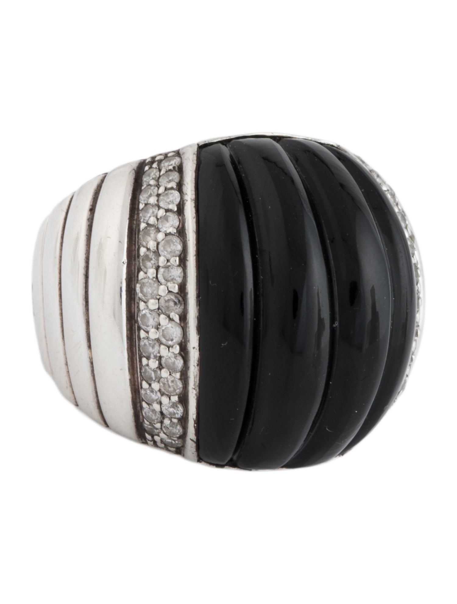 John Hardy Onyx & Diamond Bedeg Dome Ring