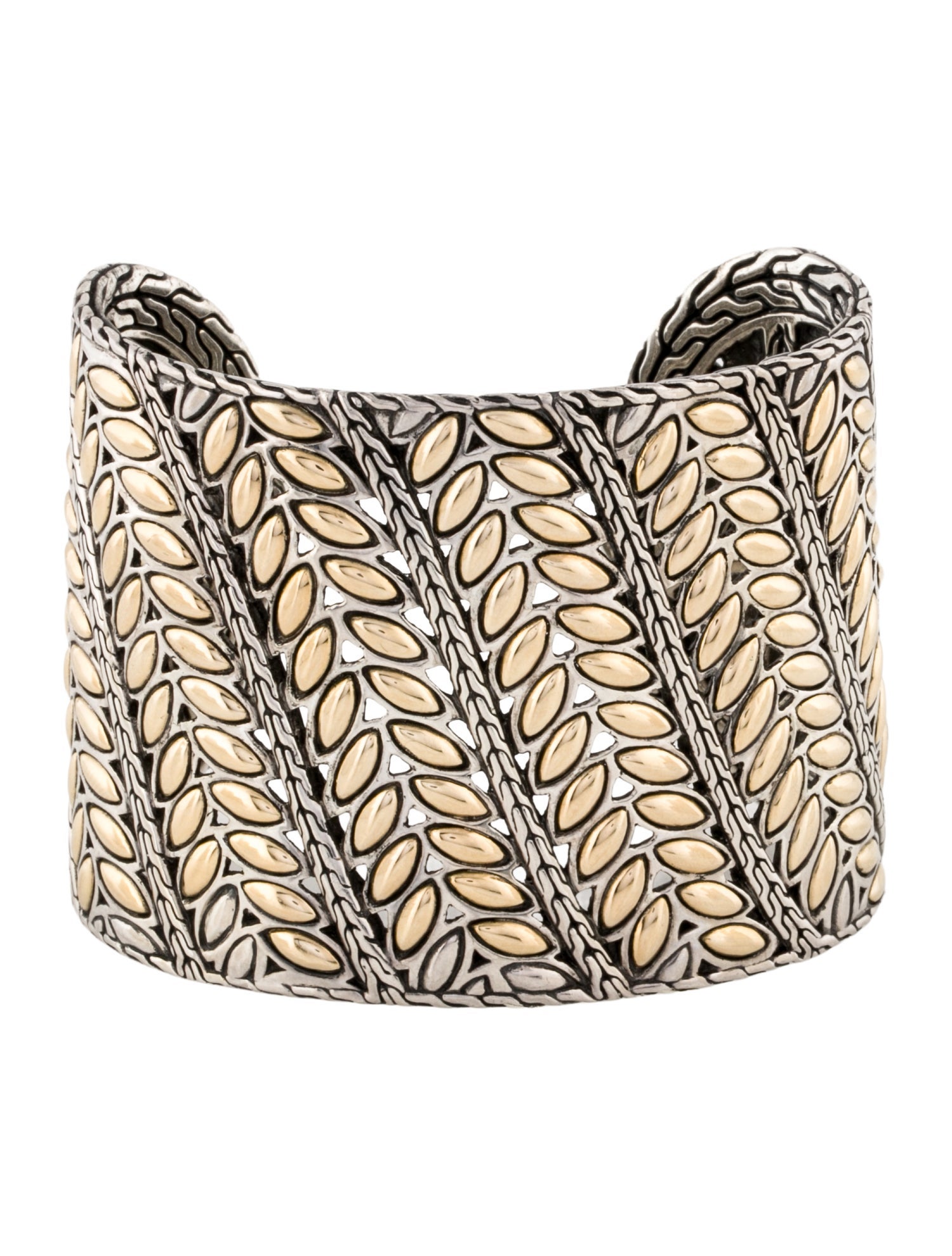 John Hardy Two-Tone Wide Kawung Cuff Bracelet