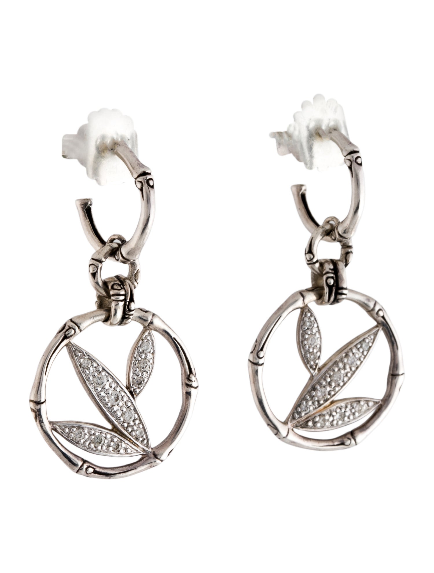 John Hardy Diamond Bamboo Drop Earrings