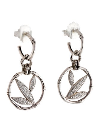 John Hardy Diamond Bamboo Drop Earrings