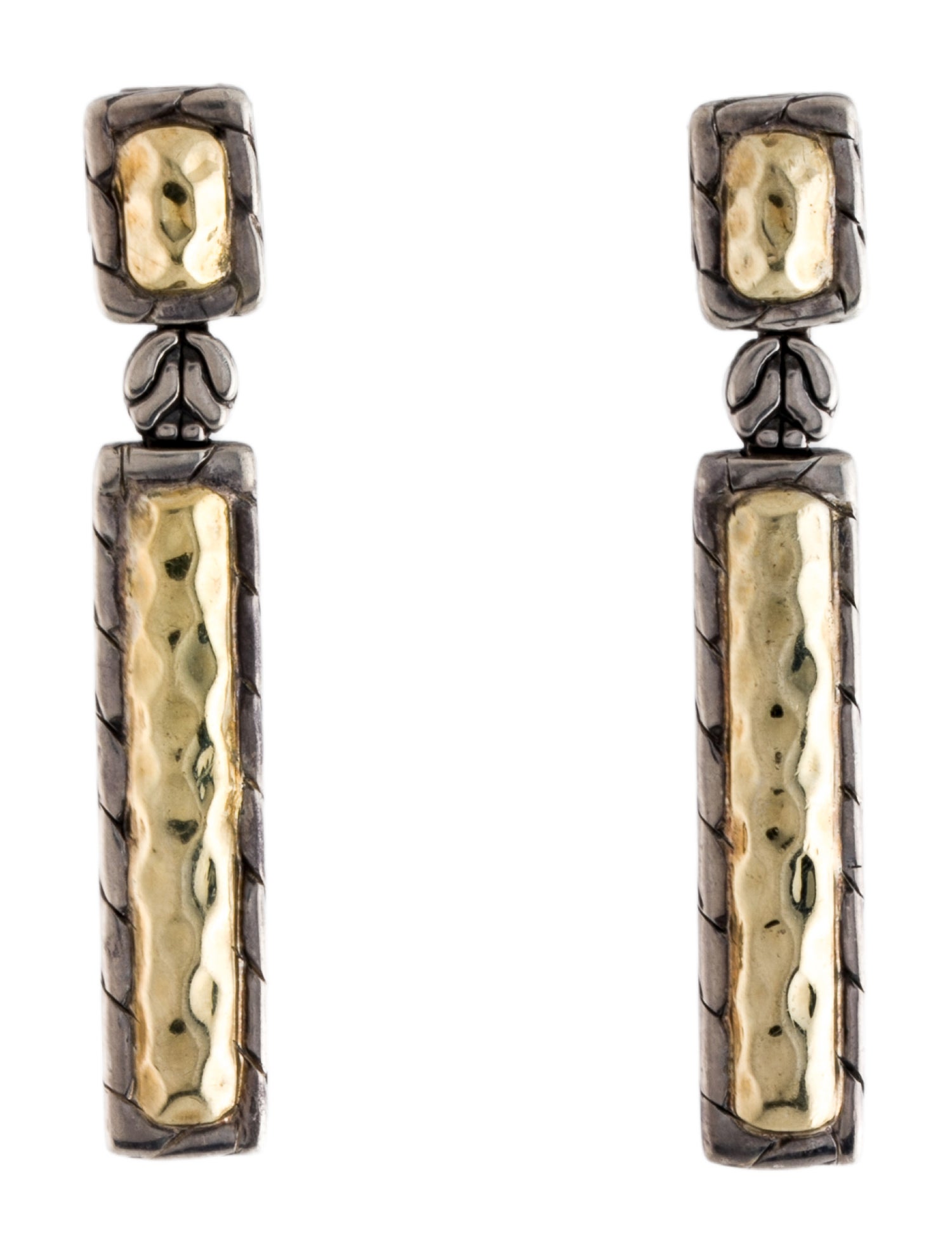 John Hardy Two-Tone Palu Rectangle Drop Earrings
