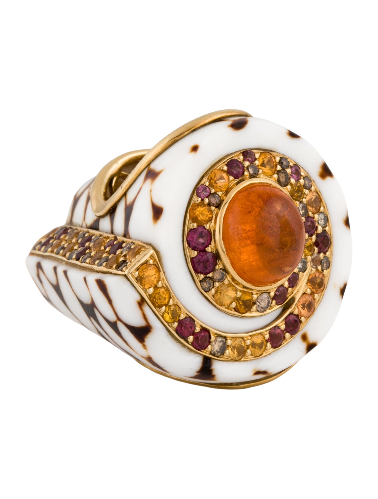 John Hardy 18K Garnet, Sapphire & Diamond Shell Cocktail Ring