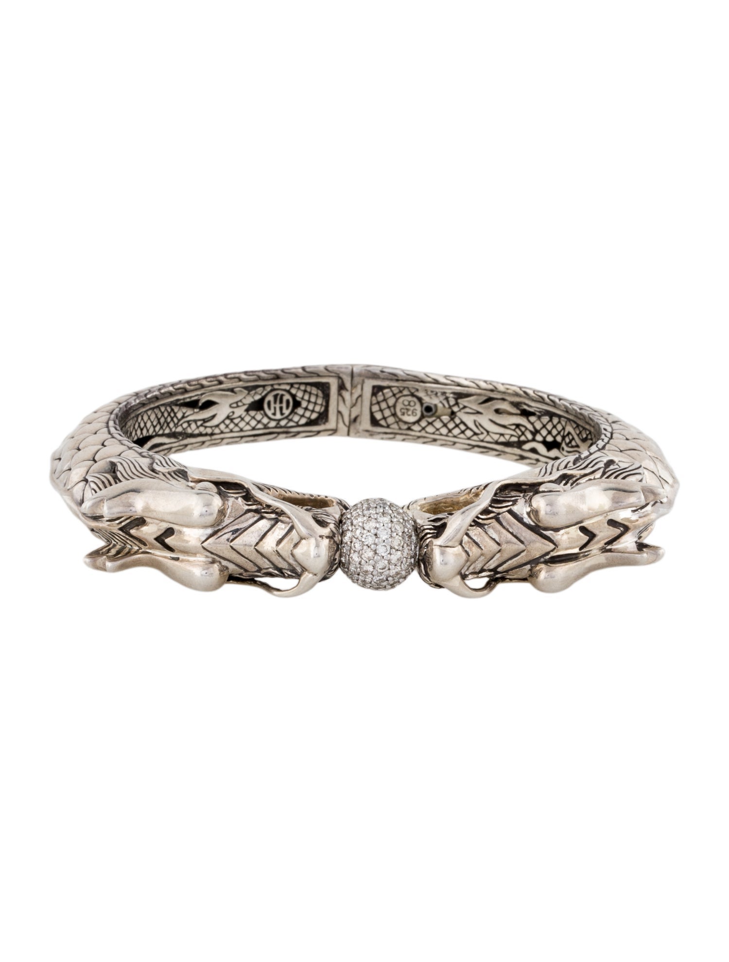 John Hardy 1.42ctw Diamond Double Head Naga Bracelet
