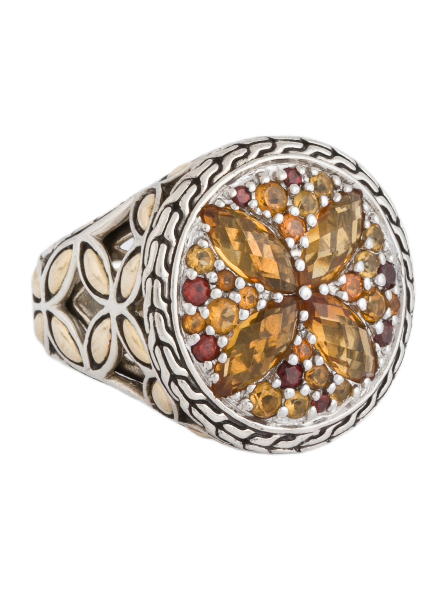 John Hardy Citrine & Garnet Batu Kawung Sunset Cocktail Ring