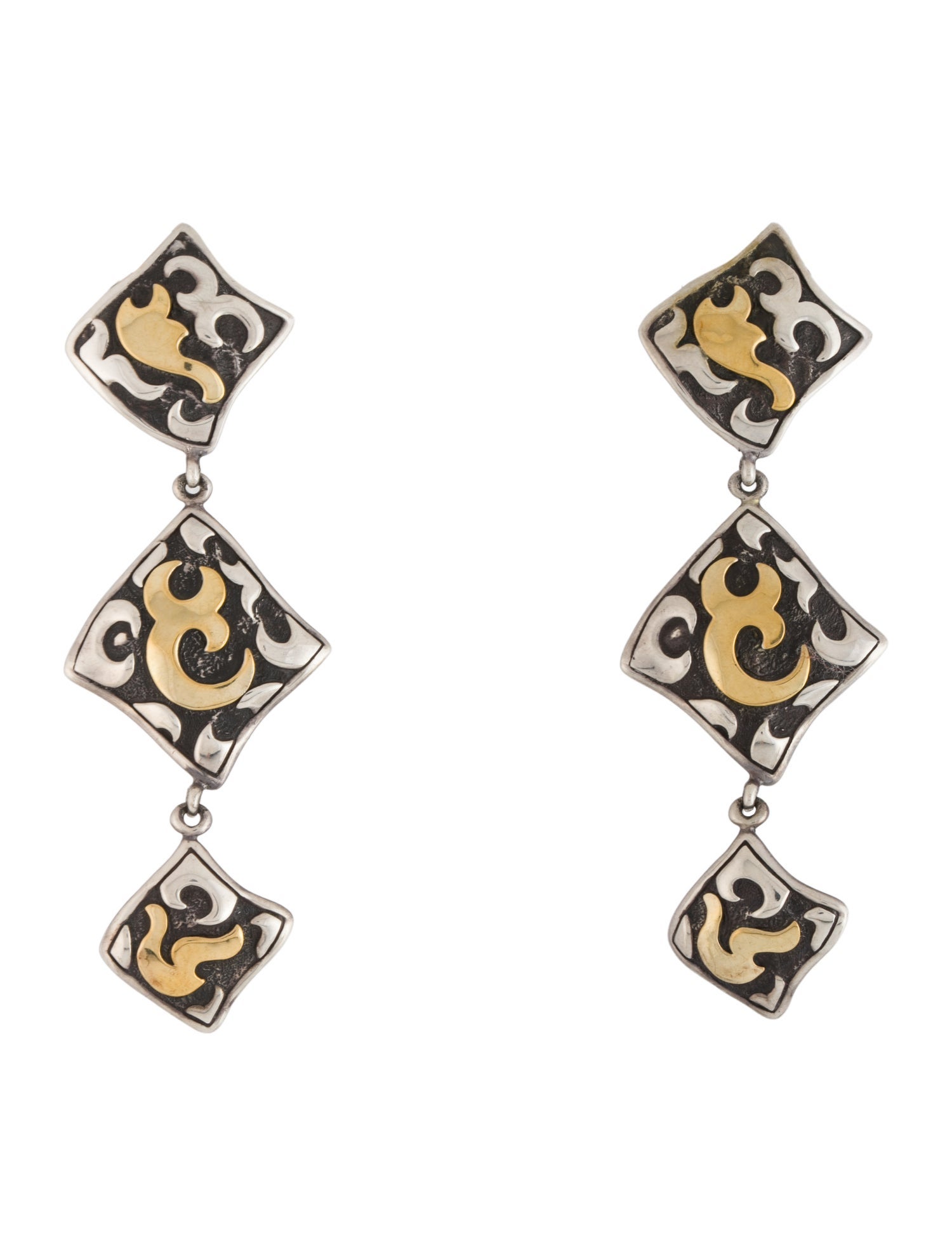 John Hardy Two-Tone Square Drop Earrings