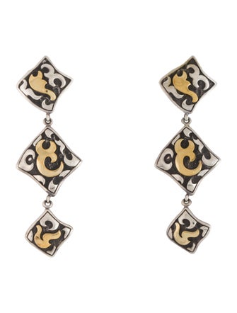 John Hardy Two-Tone Square Drop Earrings