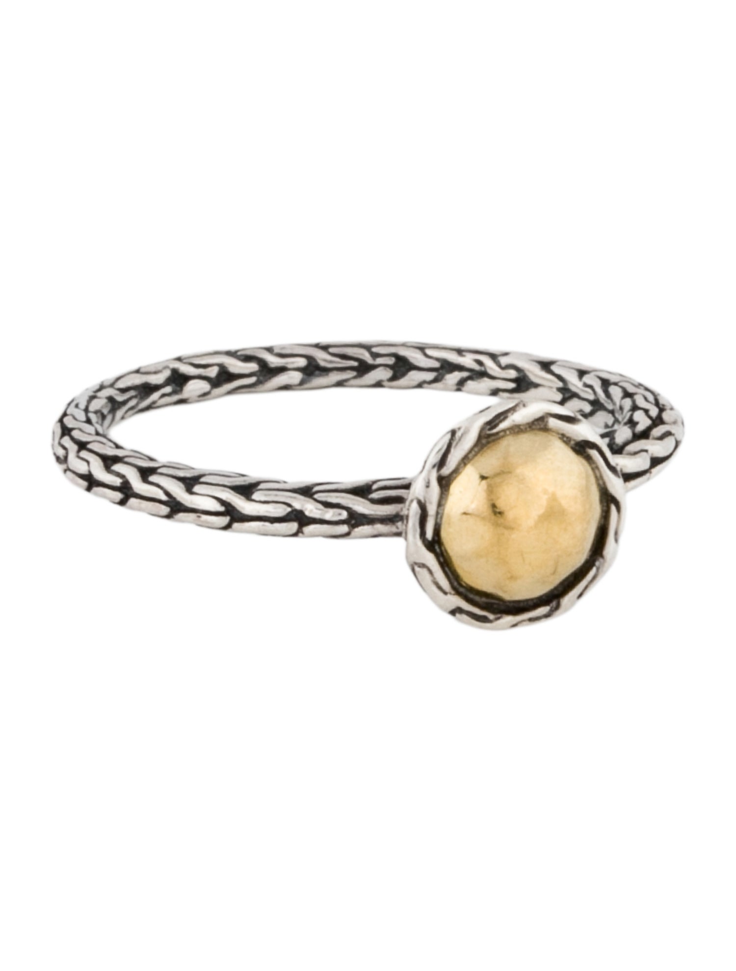 John Hardy Two-Tone Palu Hammered Cocktail Ring