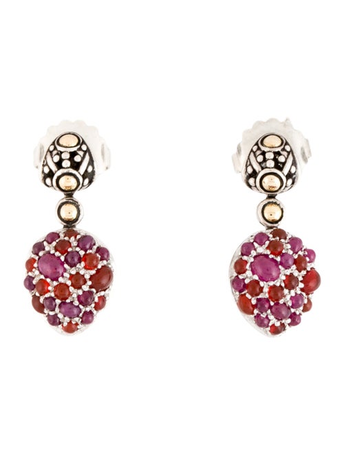 John Hardy Two-Tone Ruby & Carnelian Jaisalmer Drop Earrings