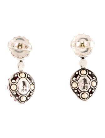 John Hardy Two-Tone Ruby & Carnelian Jaisalmer Drop Earrings