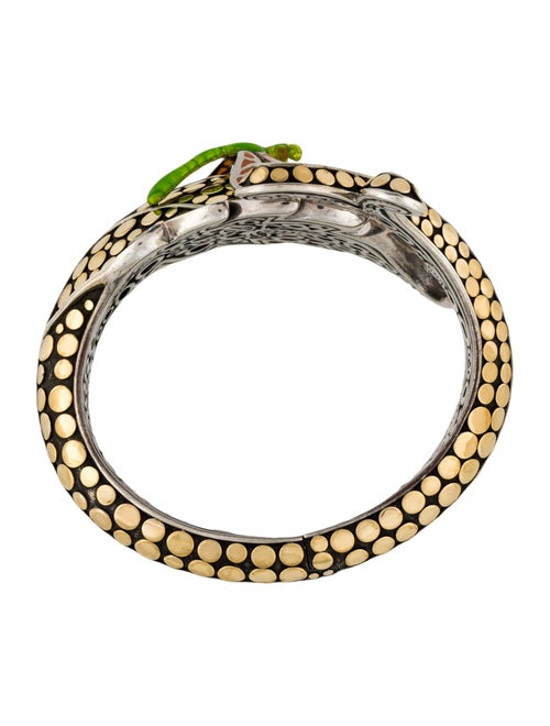 John Hardy Enamel Dragonfly Ayu Leaf Hinged Bangle Bracelet