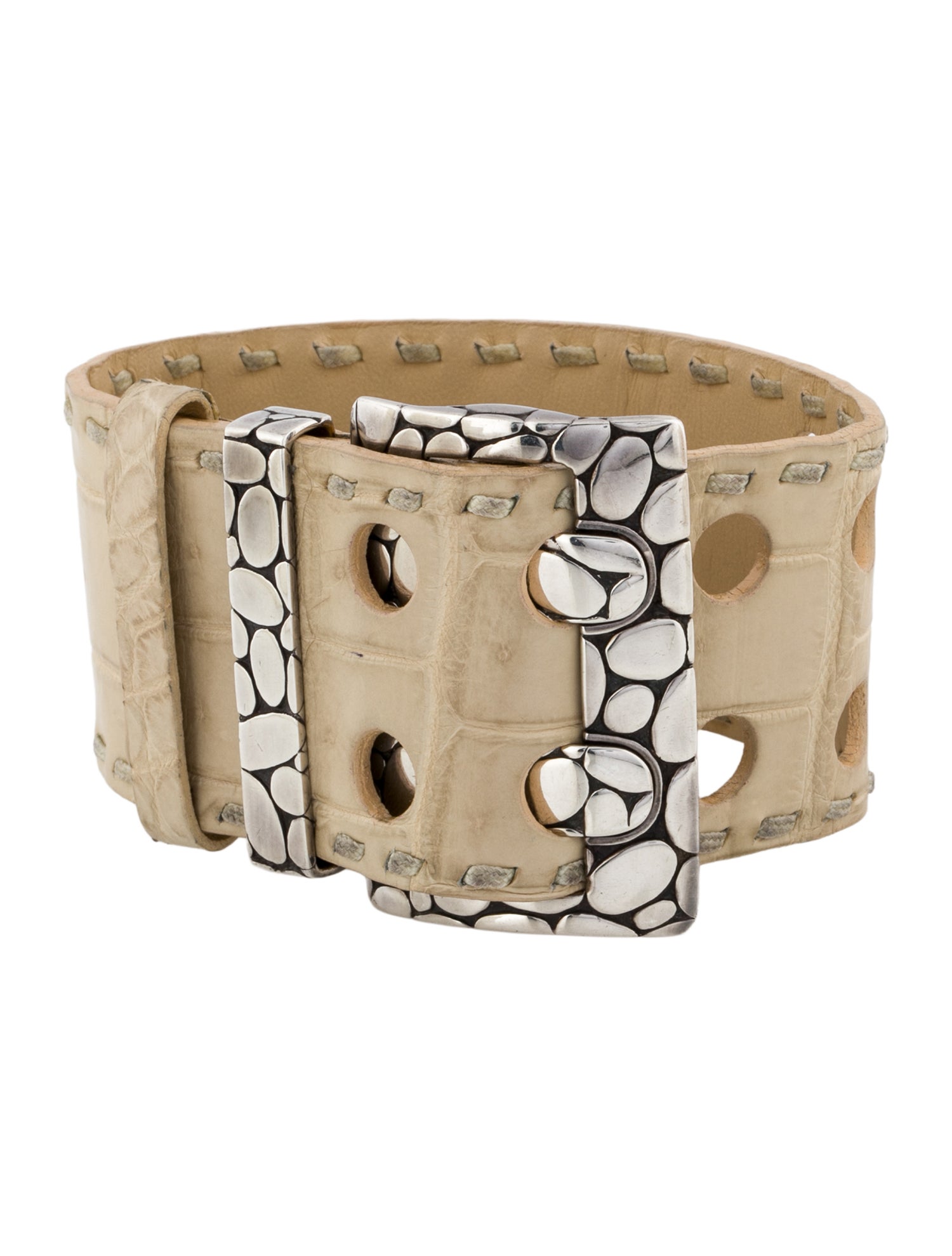 John Hardy Salt Water Crocodile Leather Wrap Bracelet