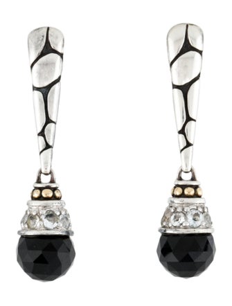 John Hardy Onyx & Aquamarine Kali Drop Earrings
