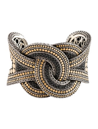 John Hardy Diamond Dot Woven Knot Cuff Bracelet