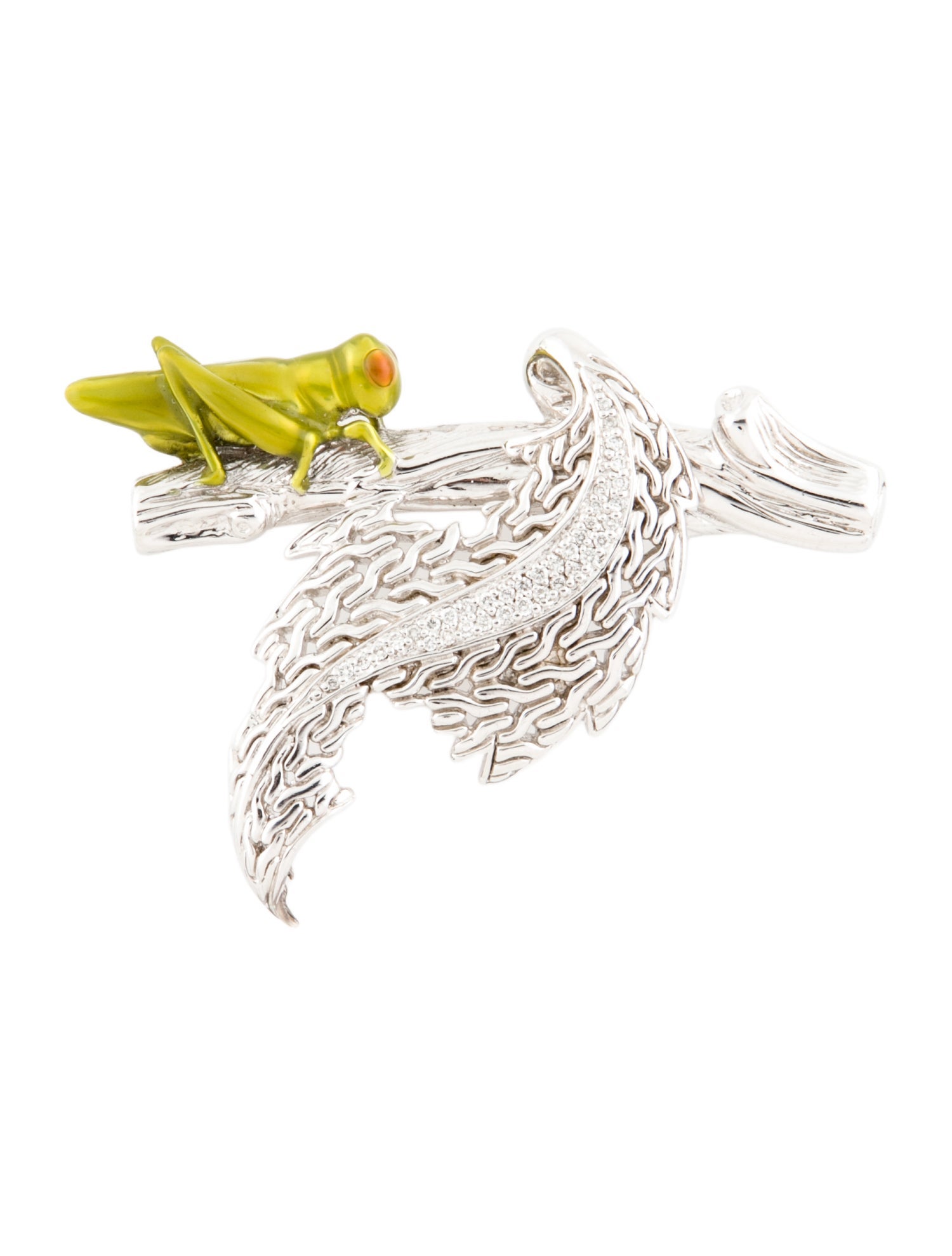 John Hardy Diamond Grasshopper Branch Pin Brooch
