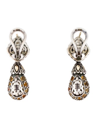 John Hardy Citrine & Garnet Batu Kawung Pavé Earrings