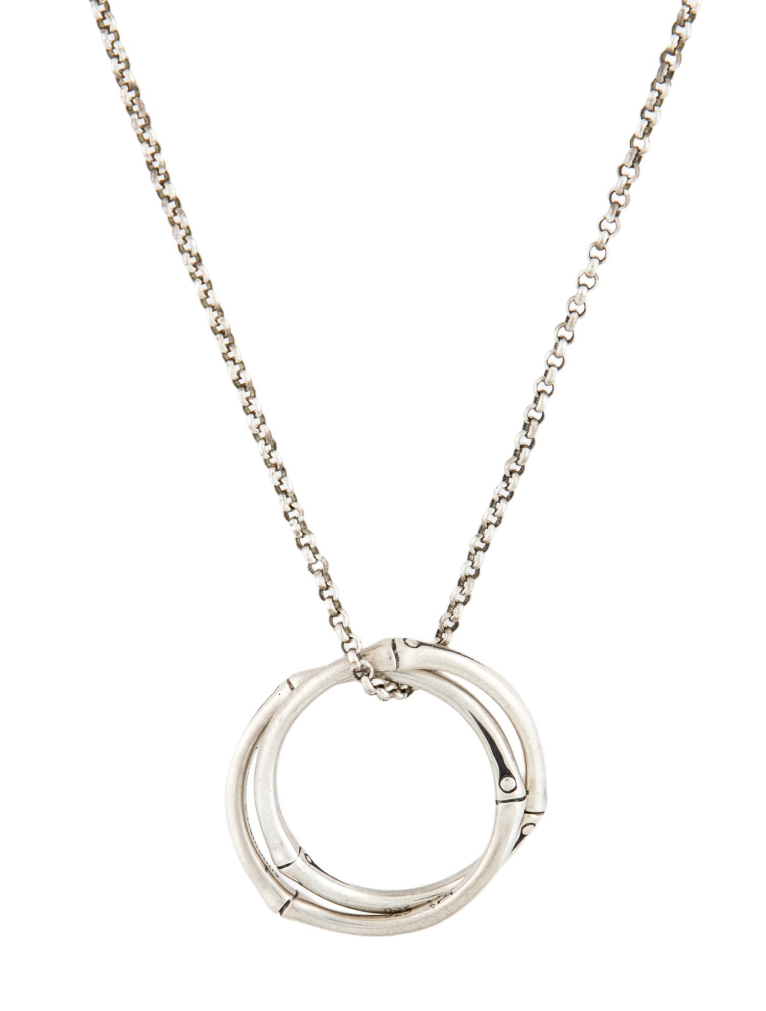 John Hardy Bamboo Interlinking Round Pendant Necklace
