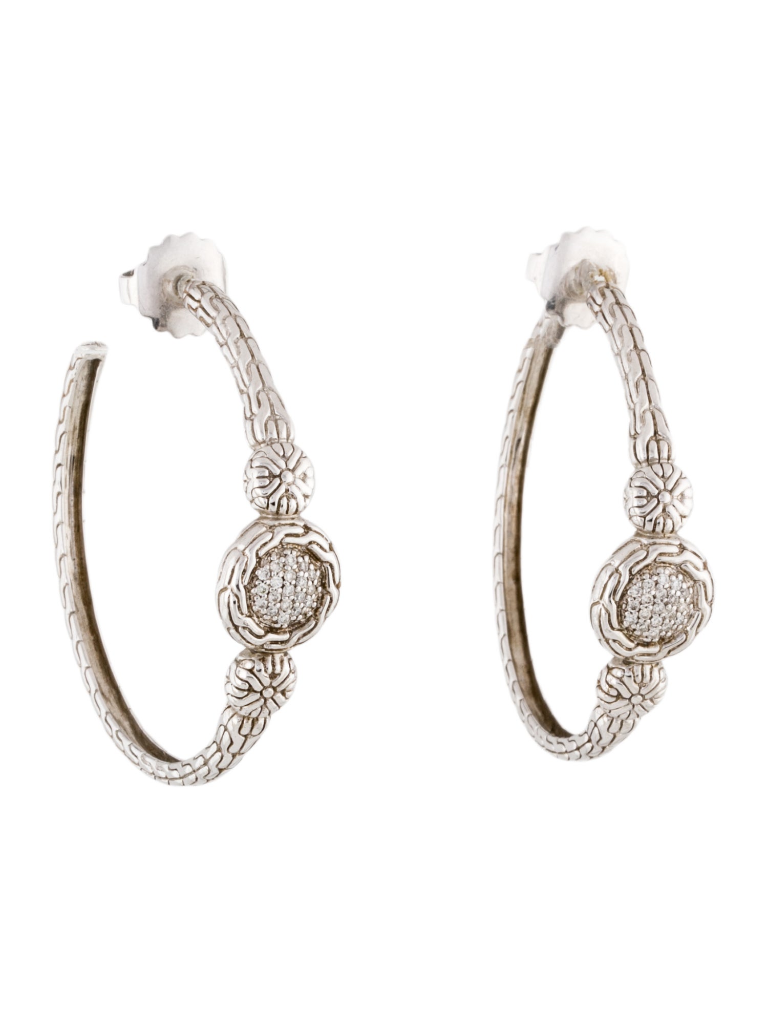John Hardy Diamond Hoop Earrings