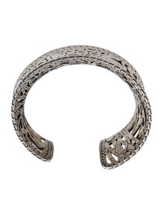 John Hardy Tourmaline Macan Carved Wide Cuff Bracelet