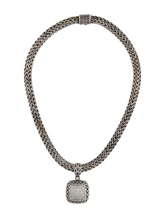 John Hardy Diamond Square Pendant Necklace