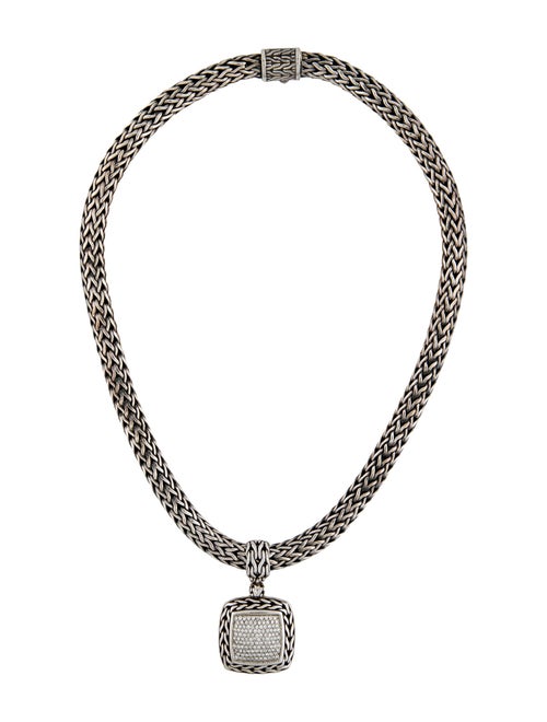 John Hardy Diamond Square Pendant Necklace