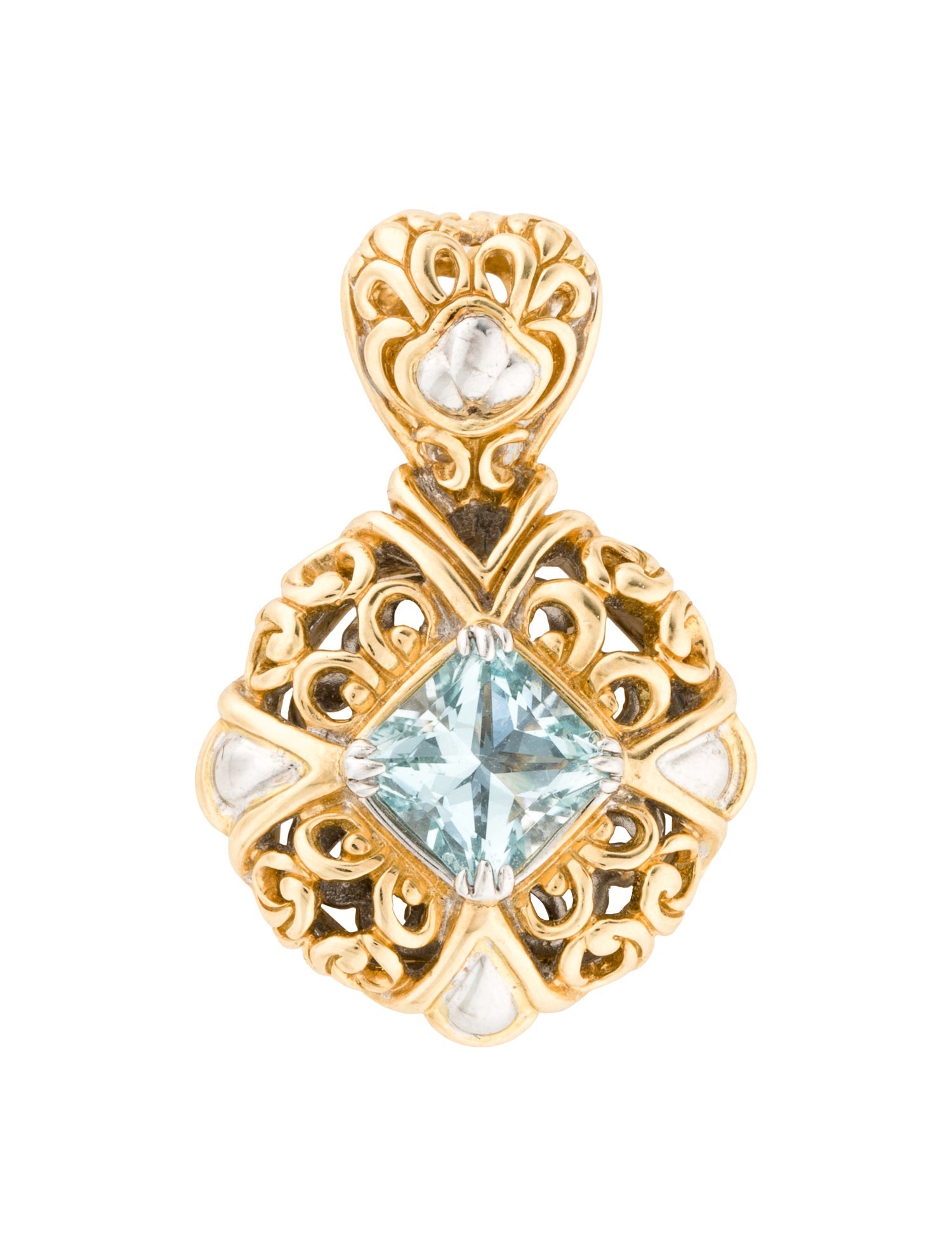 John Hardy Two-Tone Aquamarine Charm Pendant