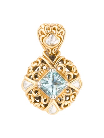John Hardy Two-Tone Aquamarine Charm Pendant