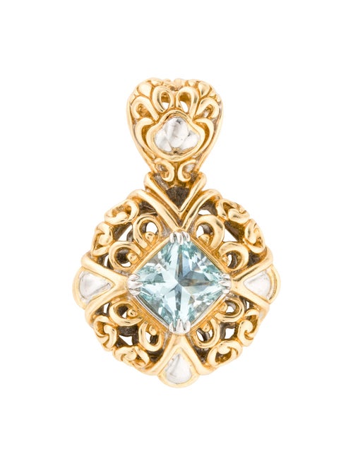 John Hardy Two-Tone Aquamarine Charm Pendant