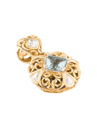 John Hardy Two-Tone Aquamarine Charm Pendant