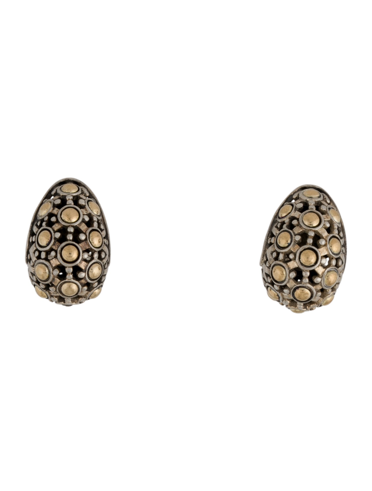 John Hardy Two-Tone Dot Ear Clip Earrings