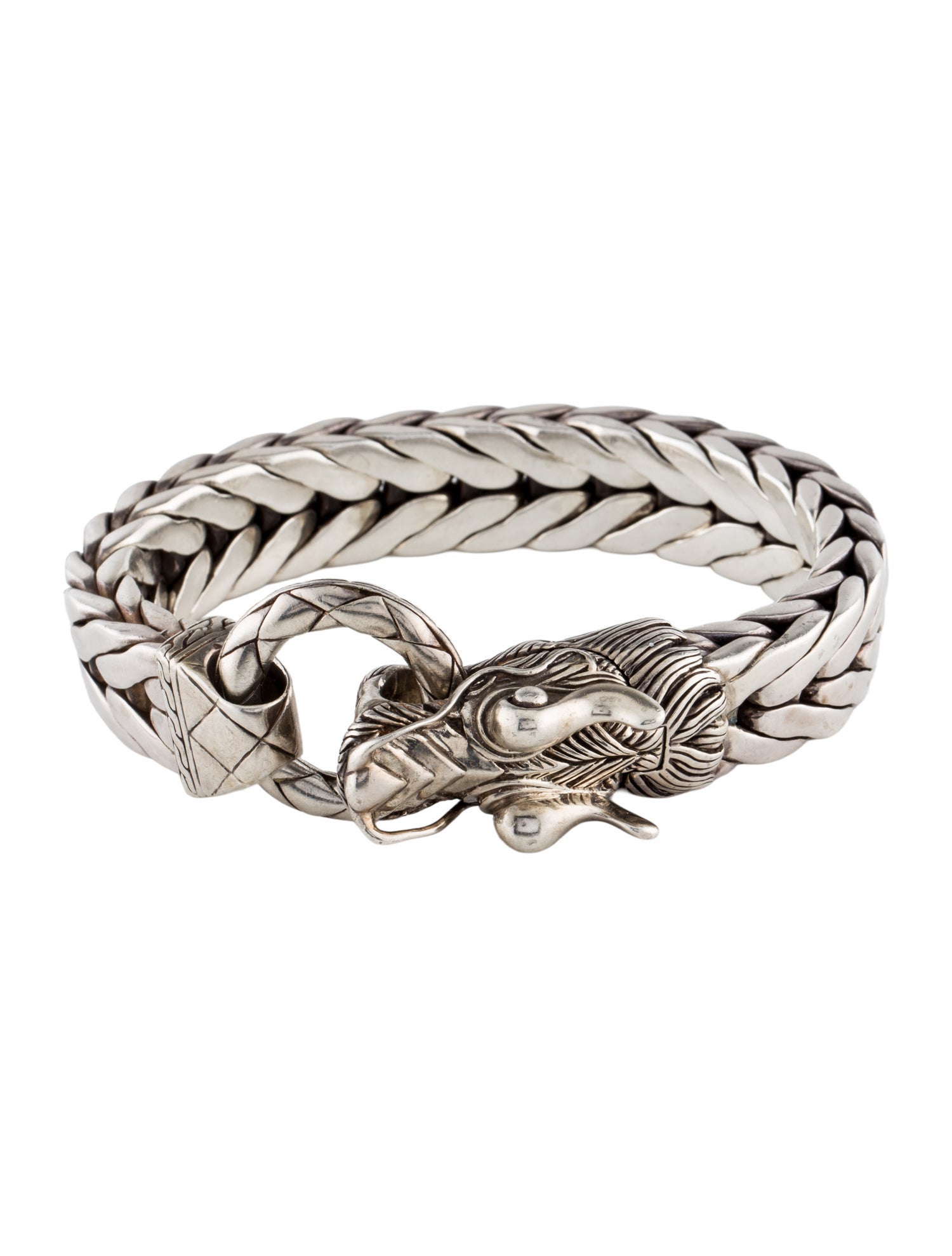 John Hardy Naga Dragon Head Bracelet on Fishtail Chain