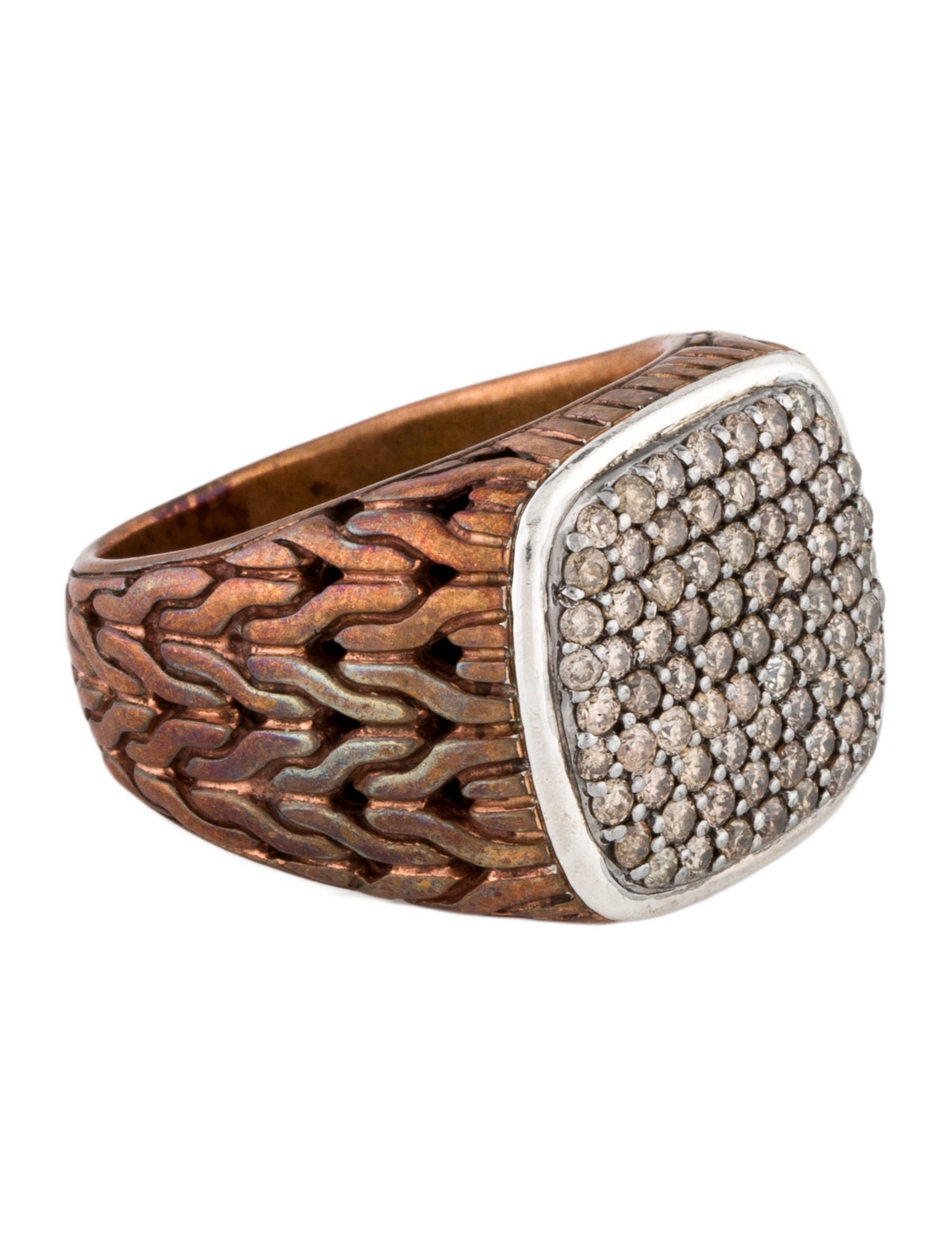 John Hardy 1.15ctw Diamond Classic Chain Signet Ring