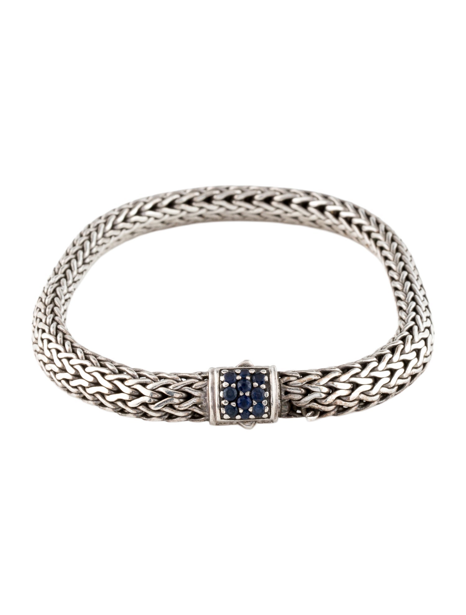 John Hardy Blue Sapphire Classic Woven Link Bracelet