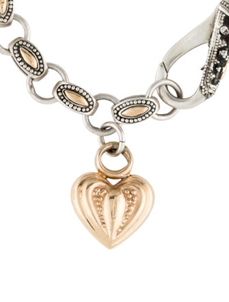 John Hardy Two-Tone Link Bracelet w/ 14K Unbranded Heart Charm