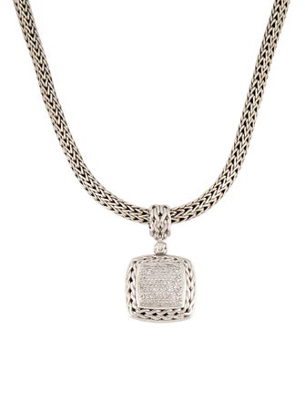 John Hardy Diamond Square Pendant Necklace