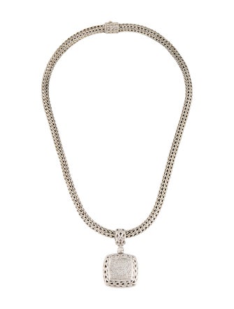 John Hardy Diamond Square Pendant Necklace